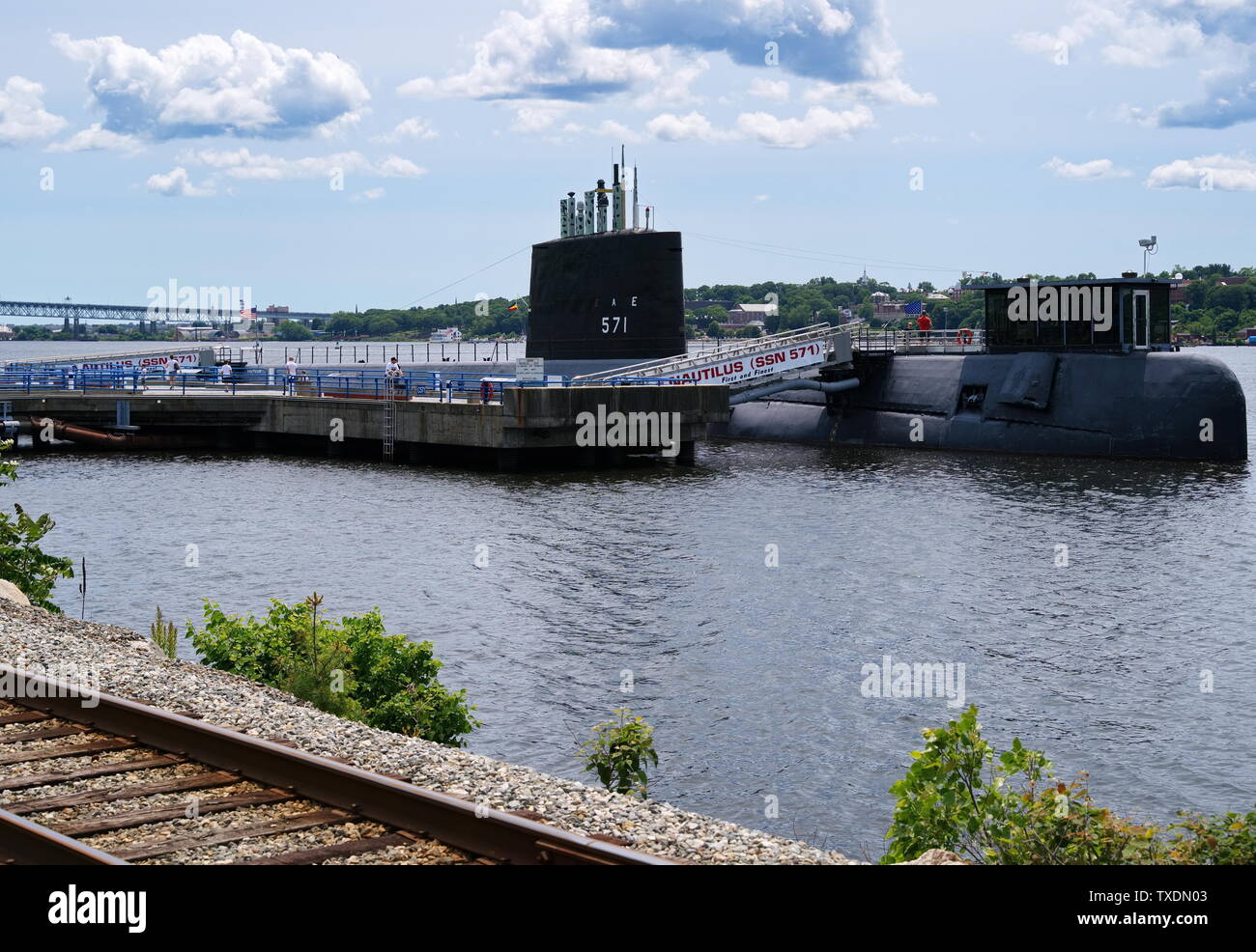 Submarine Force Museum, Groton CT USA, Jun 2019. The world`s first nuclear powered submarine the USS Nautilus is part of the Submarine Force Museum. Stock Photo